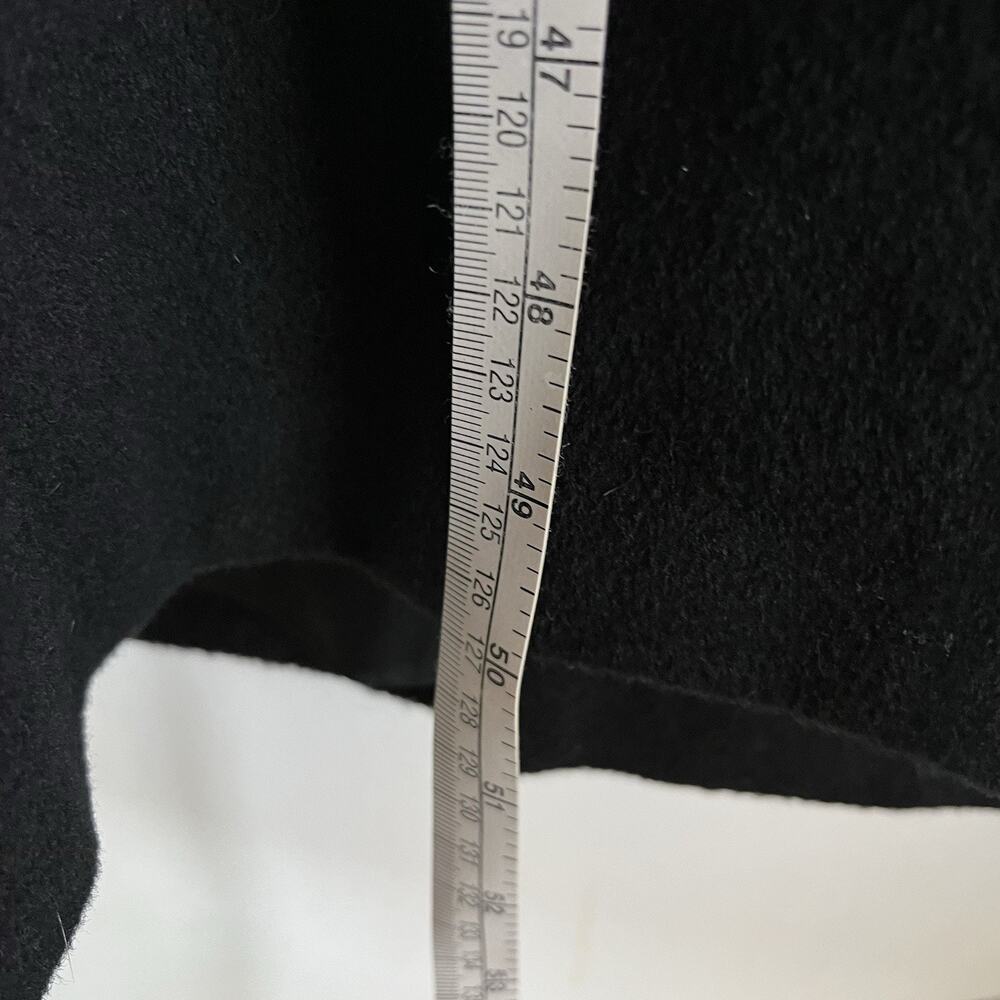 Alorna Wool Blend Double Breasted Longline Trench Coat VTG Black Velvet Collar - Picture 12 of 13